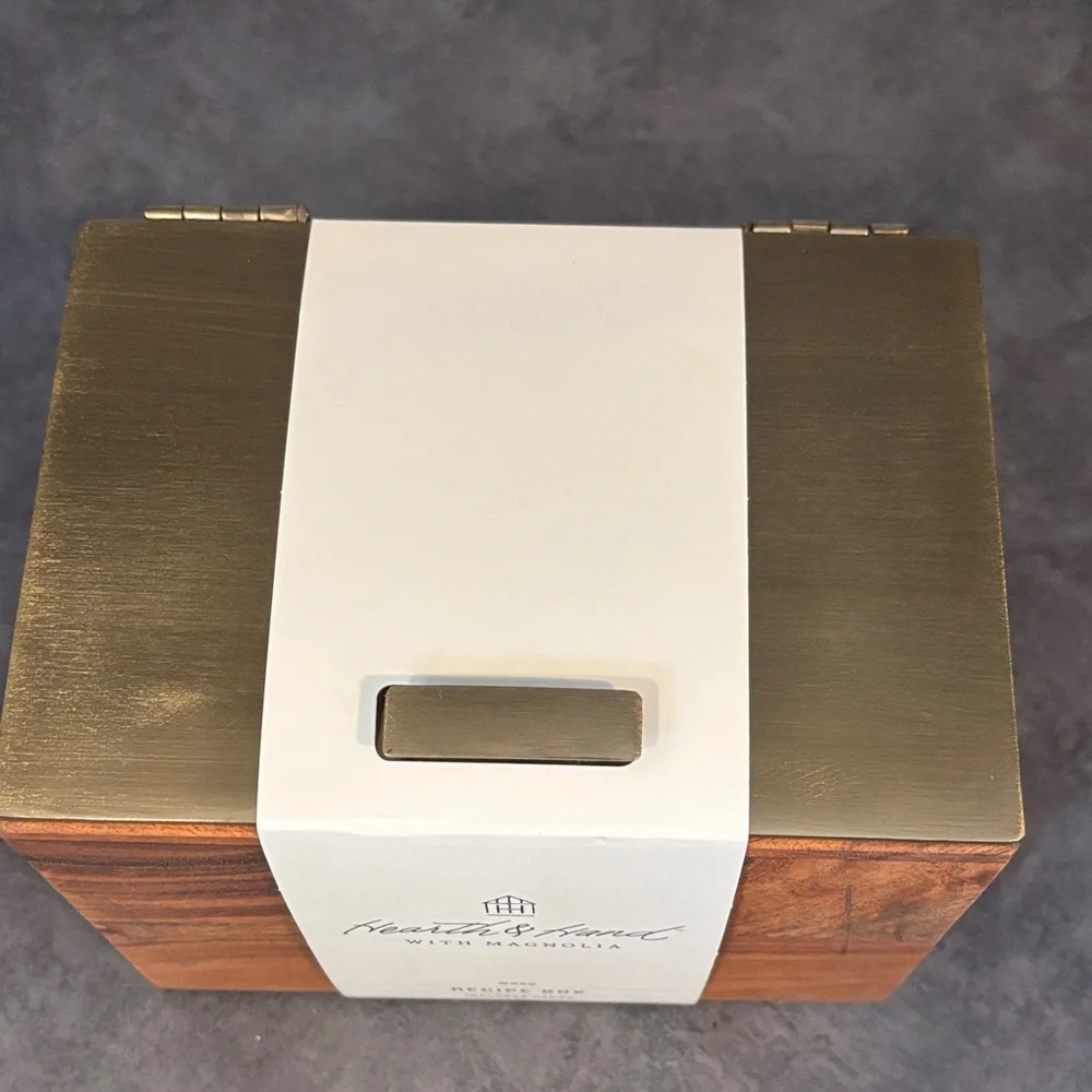 Hearth & Hand Rustic Wood Recipe Box with Cards